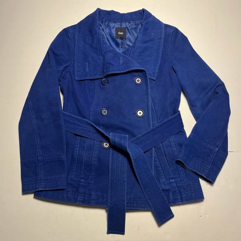 GAP Cobalt Blue Cotton Peacoat Women’s Size Extra Small Spring 2009 Y2K